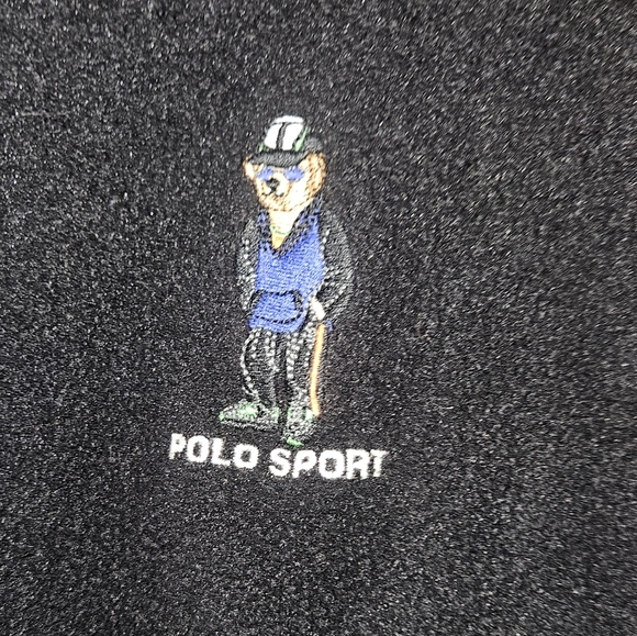 Vintage 90s Polo Ralph Lauren Polo Sport Black Fleece with Embroidered Logo - Picture 2 of 7